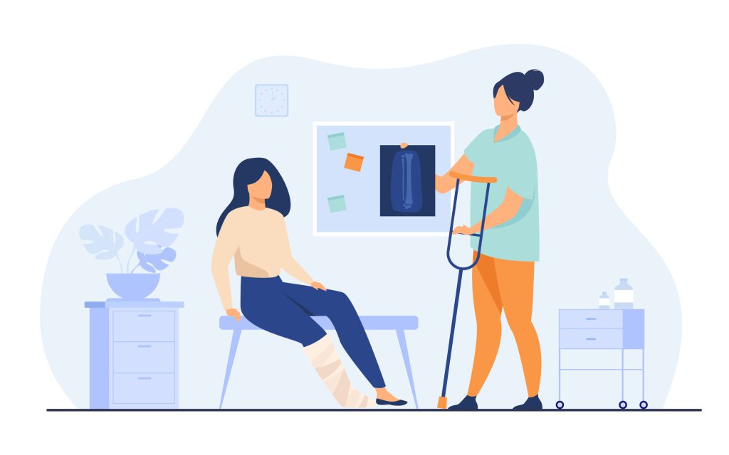 Illustration d'un kiné et de son patient